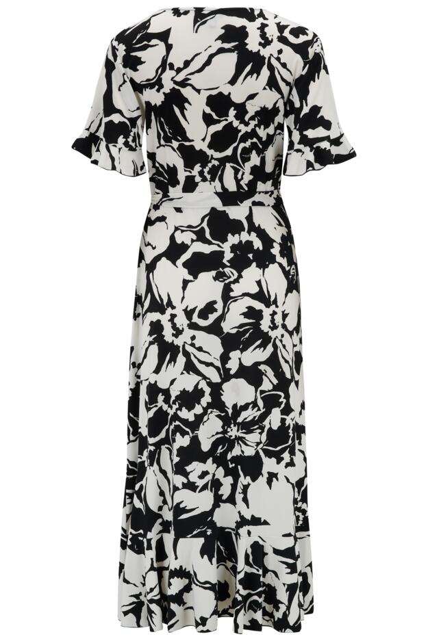Megan Fuller Bust Slinky Jersey Frill Detail Midi Wrap Dress