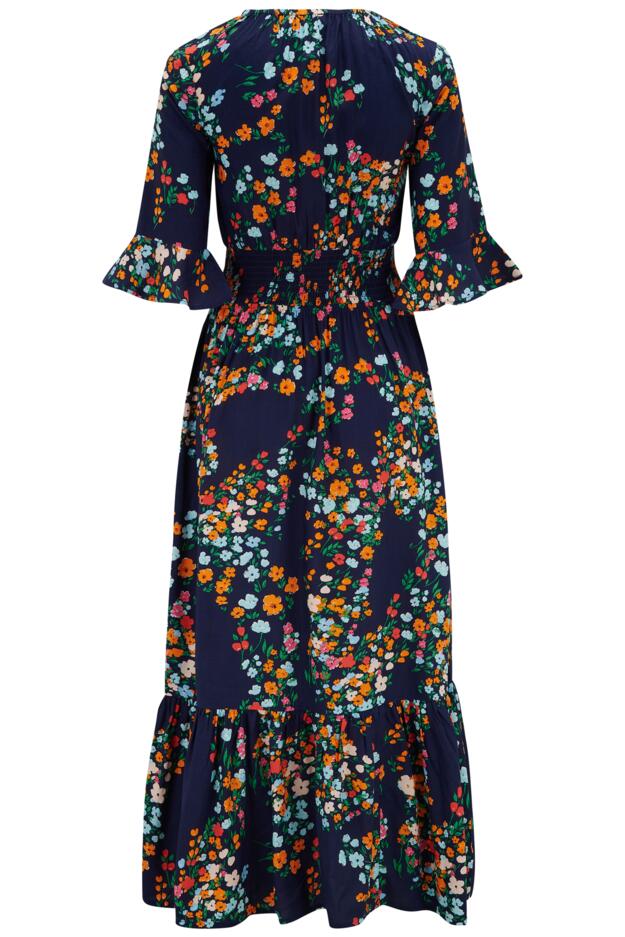 Carmen Woven Elasticated Neckline Short Sleeve Midaxi Dress