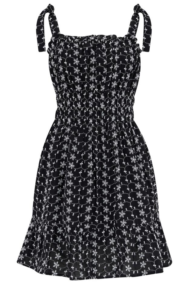 Hannah Fuller Bust Embroidered Woven Tie Strap Dress