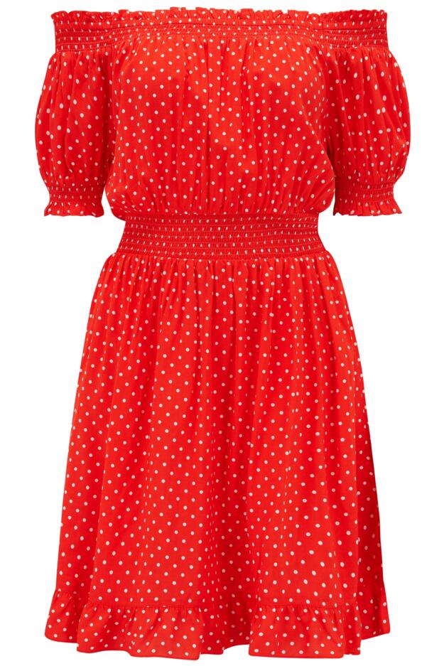 Eloise Puff Sleeve Woven Bardot Dress