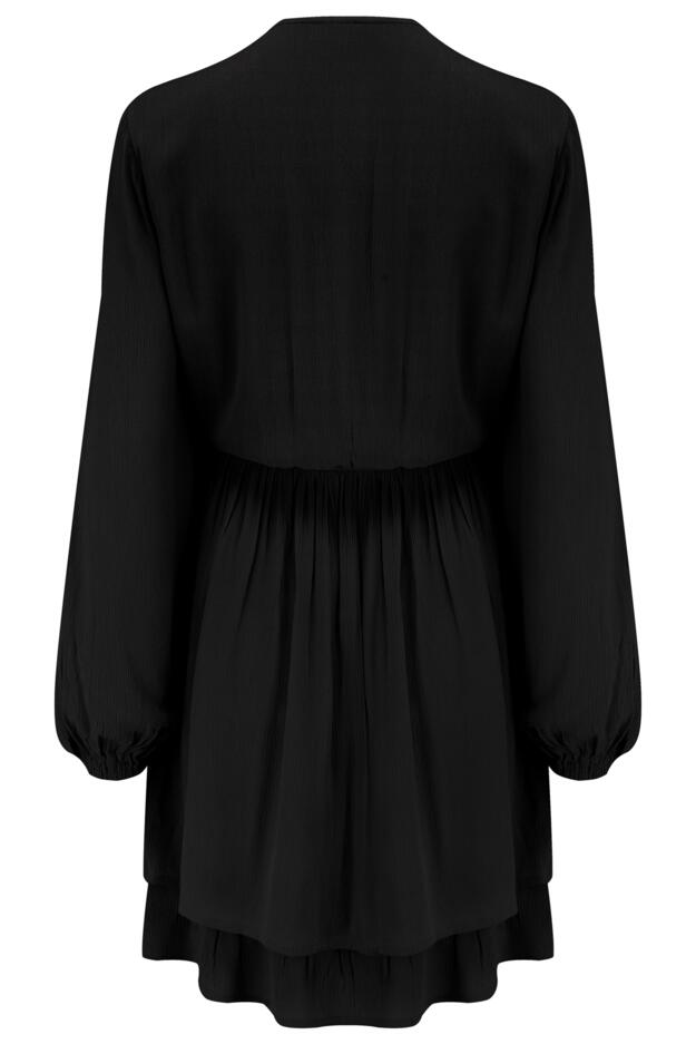 Kate Woven Viscose Button Detail Long Sleeve Dress