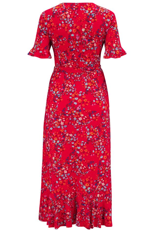 Megan Fuller Bust Slinky Jersey Frill Detail Midi Wrap Dress