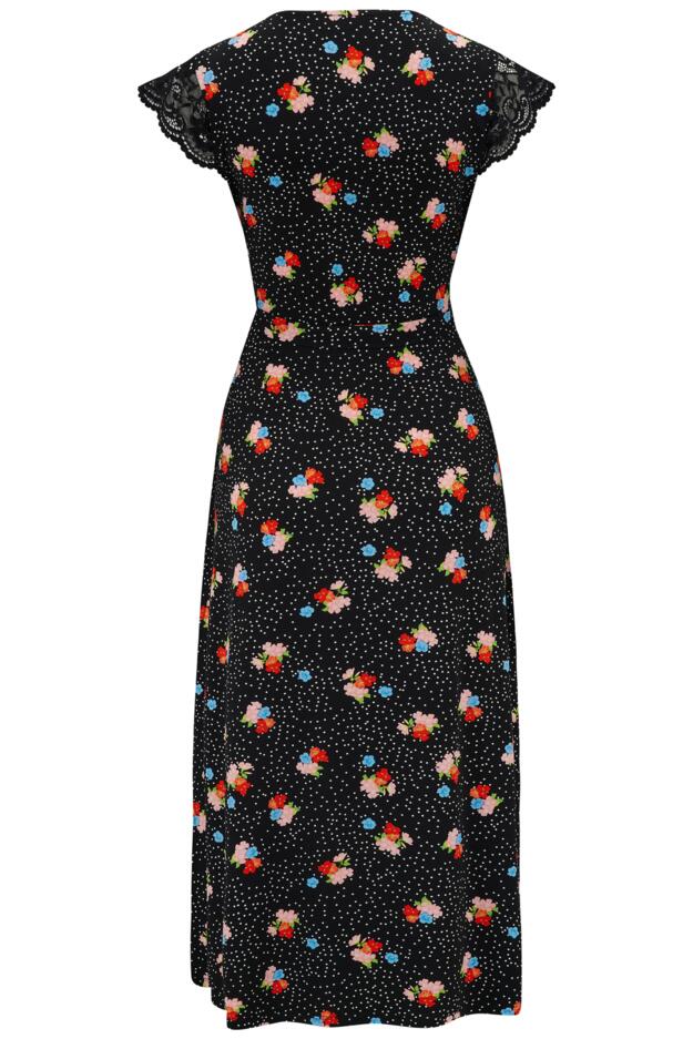 Julie Fuller Bust Slinky Jersey Lace Trim Midi Dress