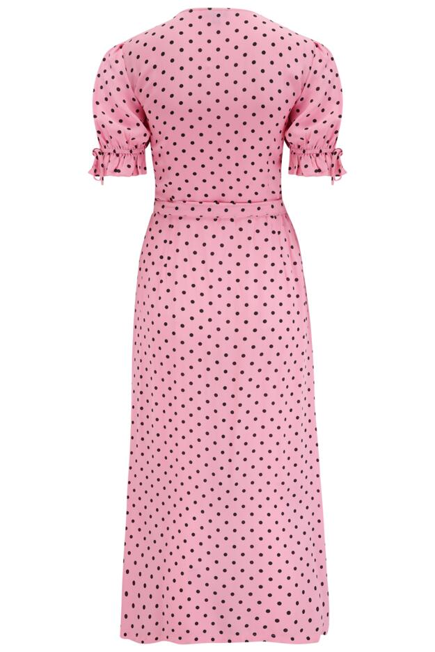 Laney Fuller Bust Lace Trim Woven Wrap Midi Dress