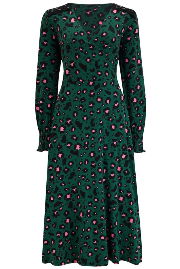 Lucinda Jersey Lace Detail Long Sleeve Midi Dress