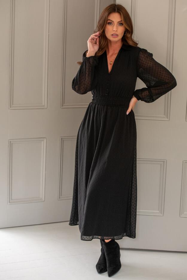 Willow Chiffon Long Sleeve Midaxi Shirt Dress