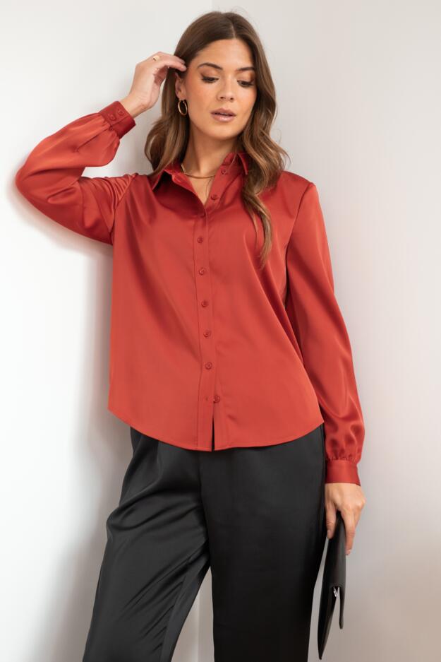 Millie Fuller Bust Satin Woven Shirt 