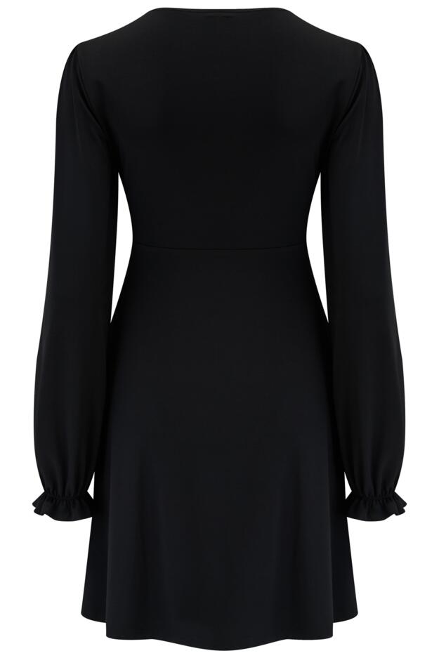 Anya Fuller Bust Lace Detail Slinky Jersey Long Sleeve Tea Dress
