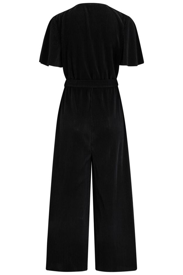 Tara Shine Plisse Cropped Wide Leg Jumpsuit 