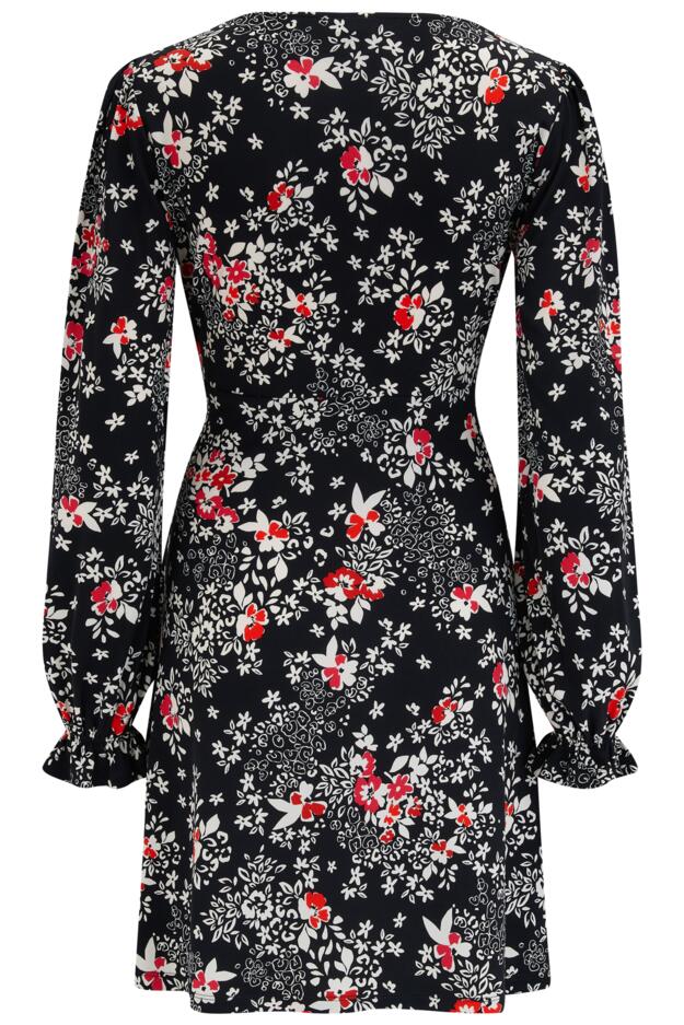 Anya Fuller Bust Lace Detail Slinky Jersey Long Sleeve Tea Dress