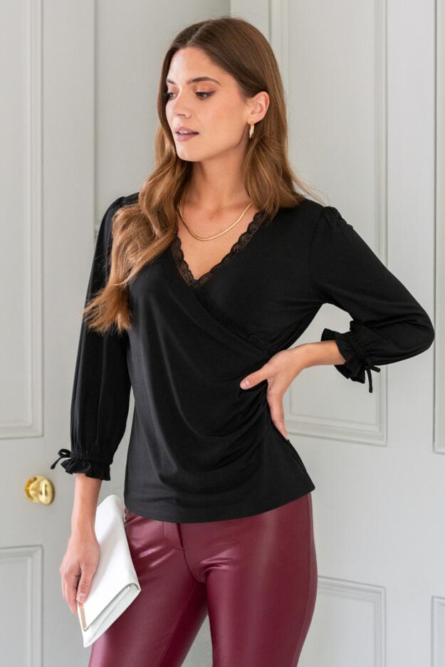 Anya Fuller Bust Lace Detail Slinky Jersey Top