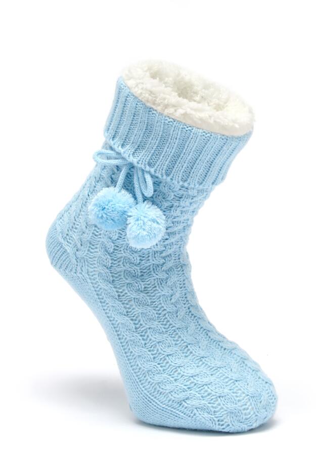 Cosy Cable Lined Knit Slipper Sock 