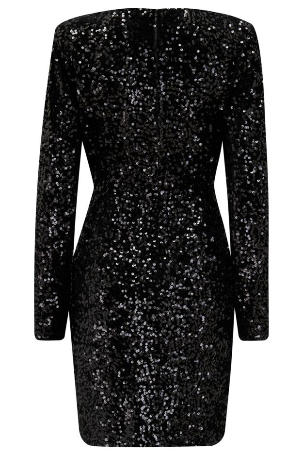 Whitney Velvet Sequin V-Neck Mini Dress