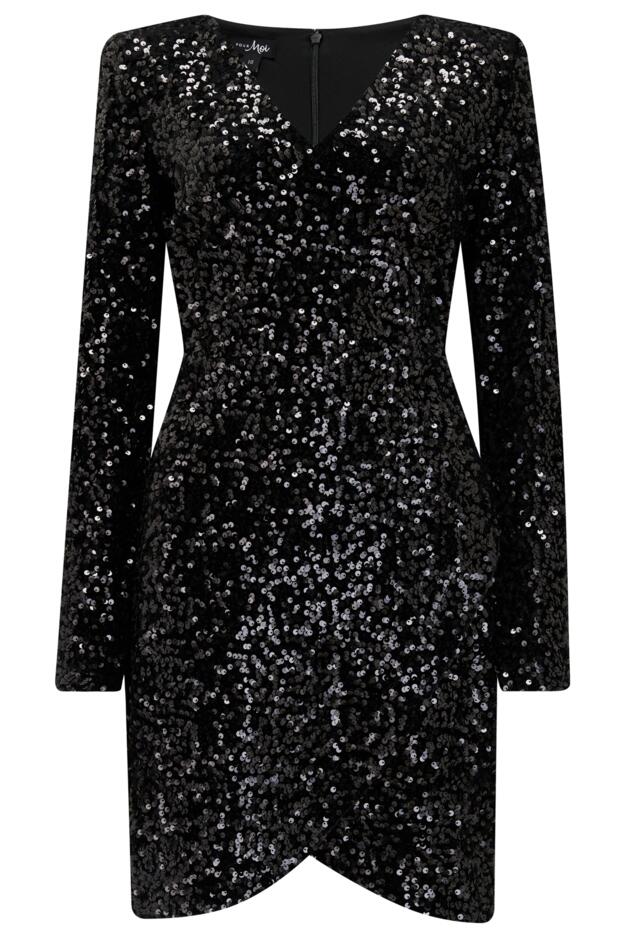 Whitney Velvet Sequin V-Neck Mini Dress