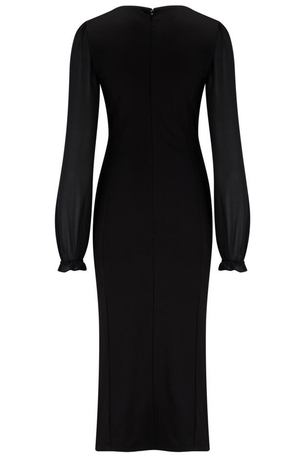 Jessica Chiffon Sleeve Bodycon Stretch Ponte Midi Dress