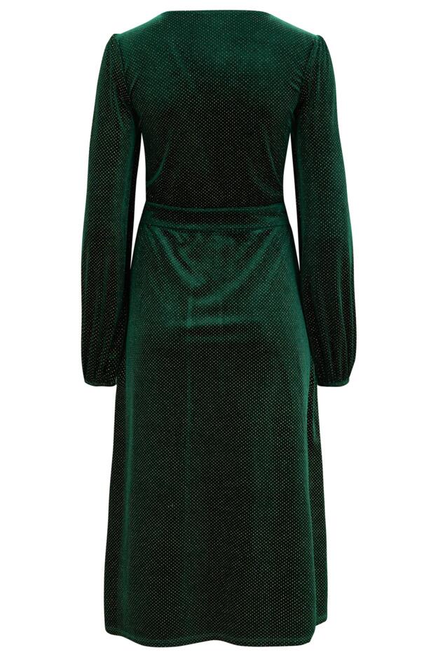 Mariah Glitter Stretch Velvet Belted Midi Dress