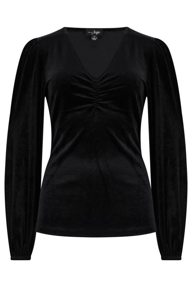 Jenna Stretch Velvet Balloon Sleeve Top