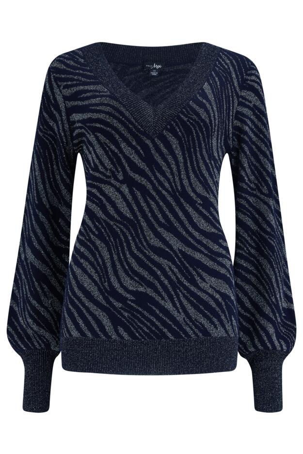 Mila Sparkle Jacquard V-Neck Fine Knit Jumper