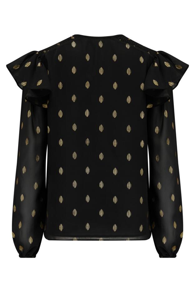 Angelina Shirred Detail Long Sleeve Chiffon Blouse 