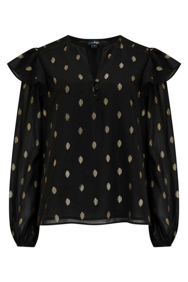 Angelina Shirred Detail Long Sleeve Chiffon Blouse 