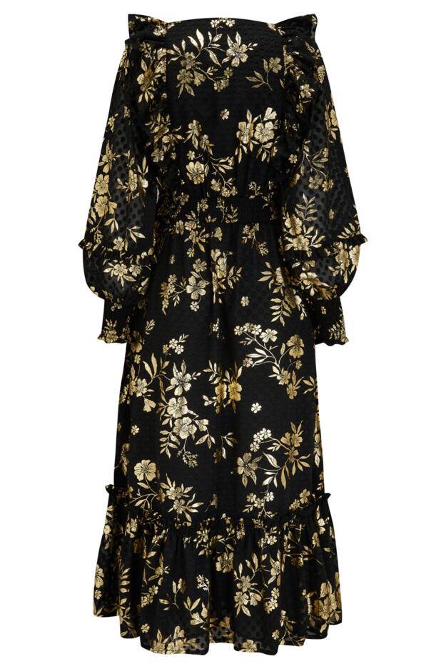 Michaela Jacquard Chiffon Frill Midaxi Dress