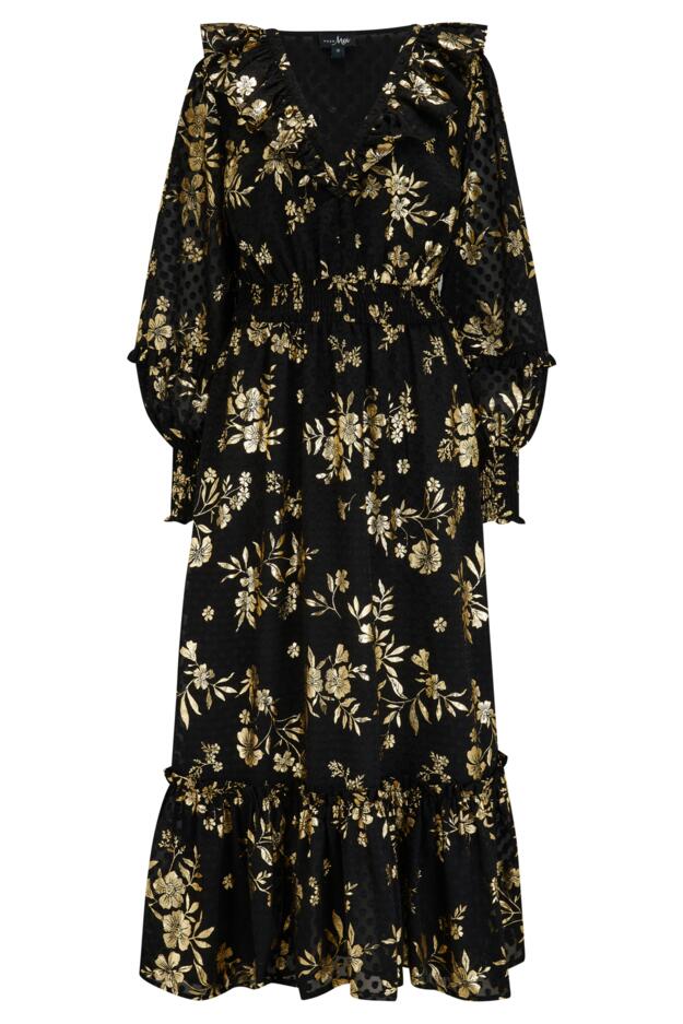 Michaela Jacquard Chiffon Frill Midaxi Dress