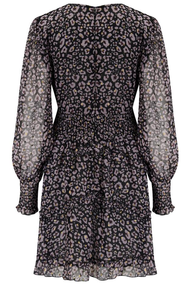 Alexandra Sparkle Jacquard Chiffon Frill Long Sleeve Short Dress 