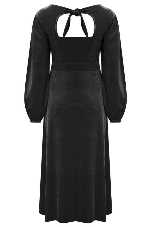 Charlotte Tie Back Stretch Velvet Long Sleeve Midi Dress