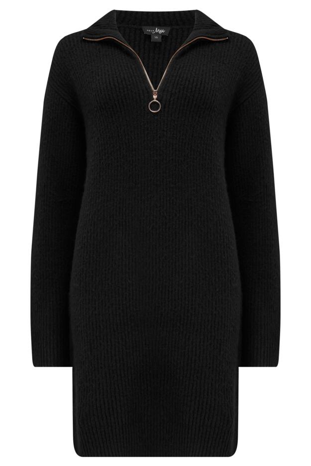 Frankie Fuller Bust Quarter Zip Chunky Knit Dress