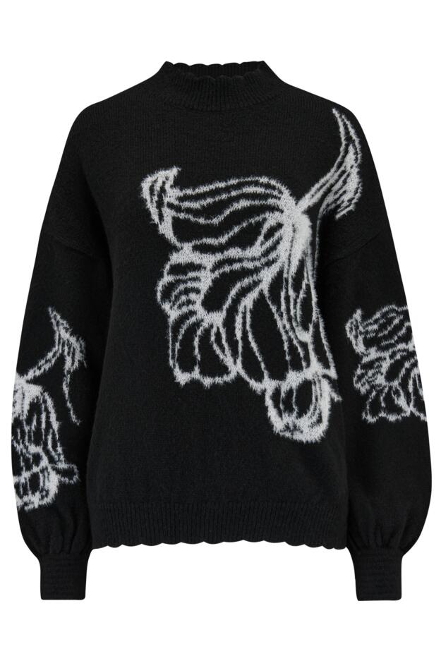 Belle Contrast Floral Jacquard Knit Jumper