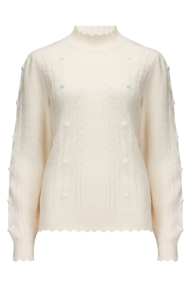 Marina Pointelle High Neck Knit Jumper