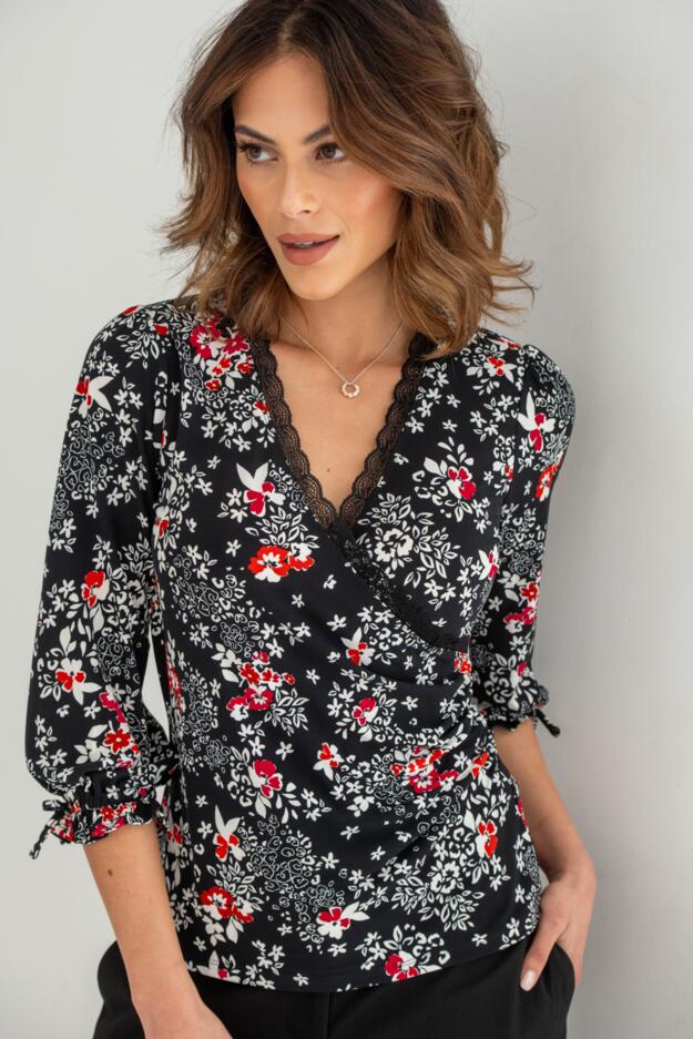 Anya Fuller Bust Lace Detail Slinky Jersey Top