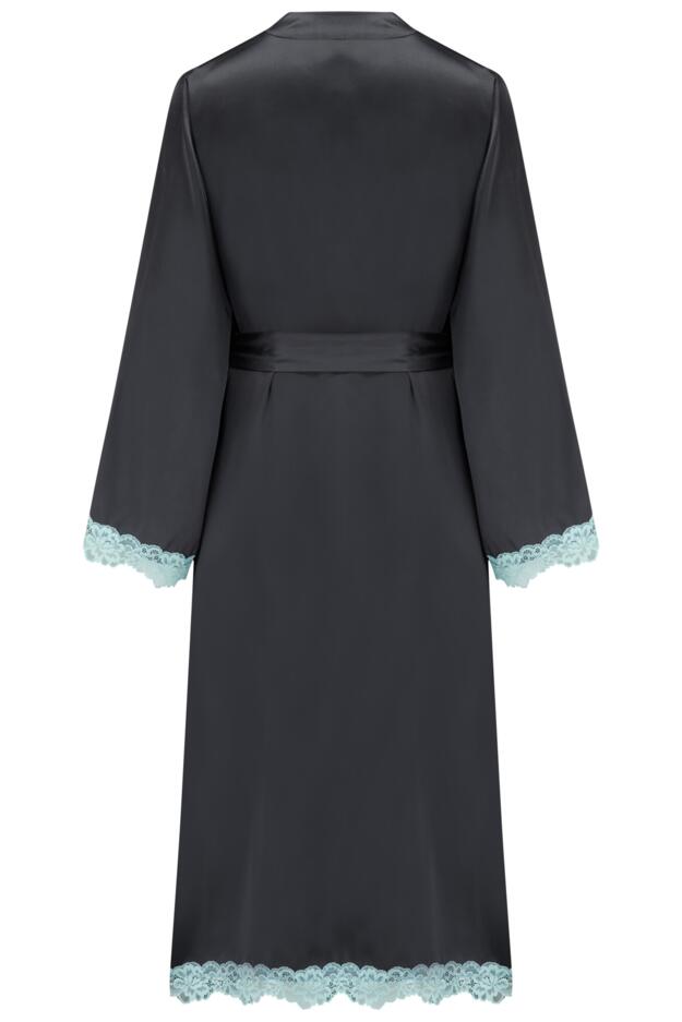 Dusk Satin and Lace Kimono Sleeve Dressing Gown