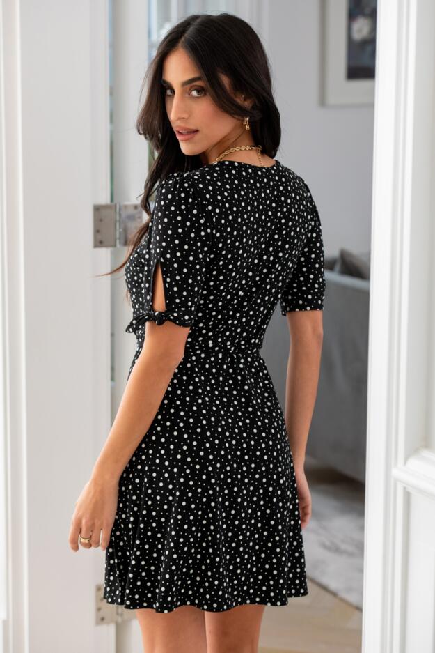 Bella Fuller Bust Slinky Stretch Tie Sleeve Tea Dress