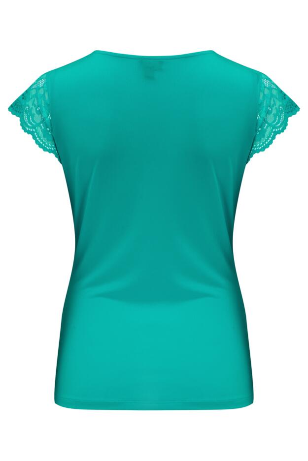 Julie Fuller Bust Slinky Jersey Lace Trim Wrap Top