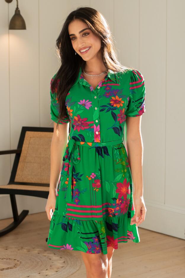 Jodie Fuller Bust Slinky Jersey Tiered Shirt Dress