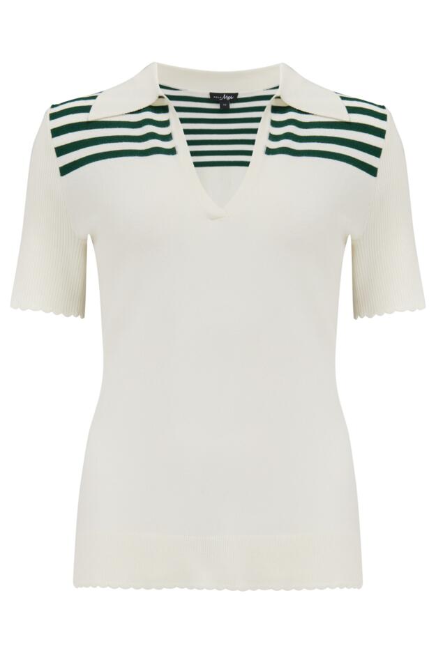 Roma Half Sleeve Stripe Knit Top