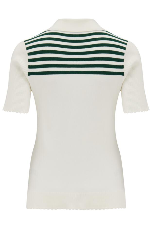 Roma Half Sleeve Stripe Knit Top