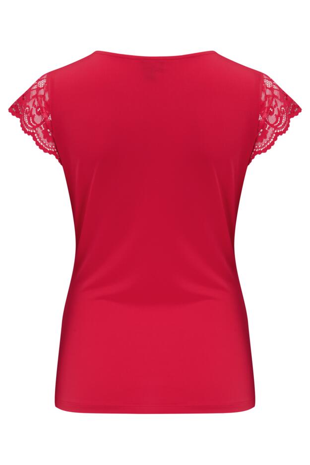 Julie Fuller Bust Slinky Jersey Lace Trim Wrap Top