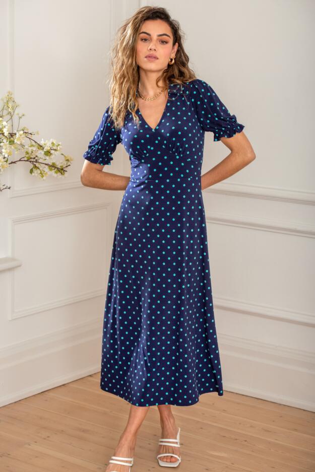 Delphi V-Neck Slinky Stretch Midaxi Dress