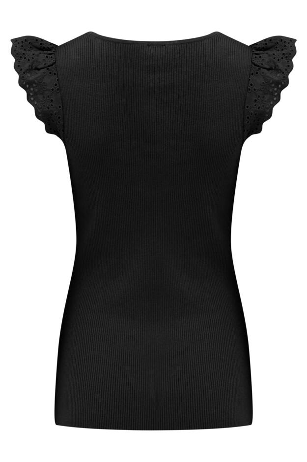 Sara Broderie Frill Sleeve Rib Knit Vest