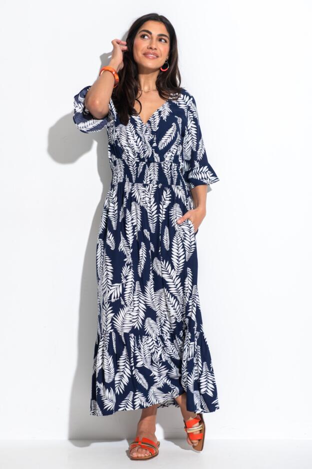 Carmen Fuller Bust Elasticated Neckline Woven Midaxi Dress