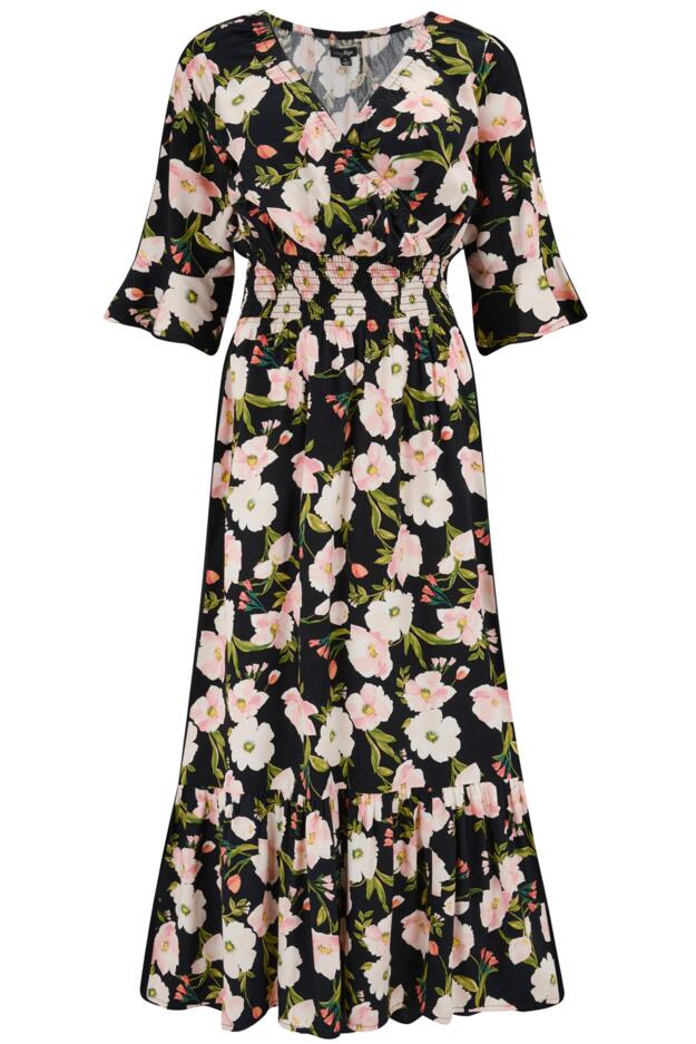 Carmen Fuller Bust Elasticated Neckline Woven Midaxi Dress