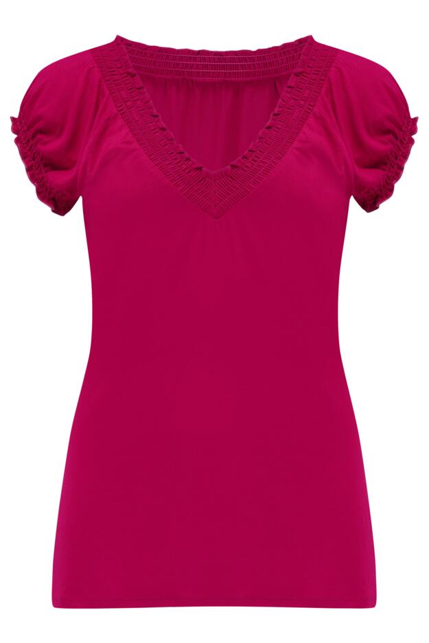 Payton Contrast Stitch Cap Sleeve Stretch Jersey Top