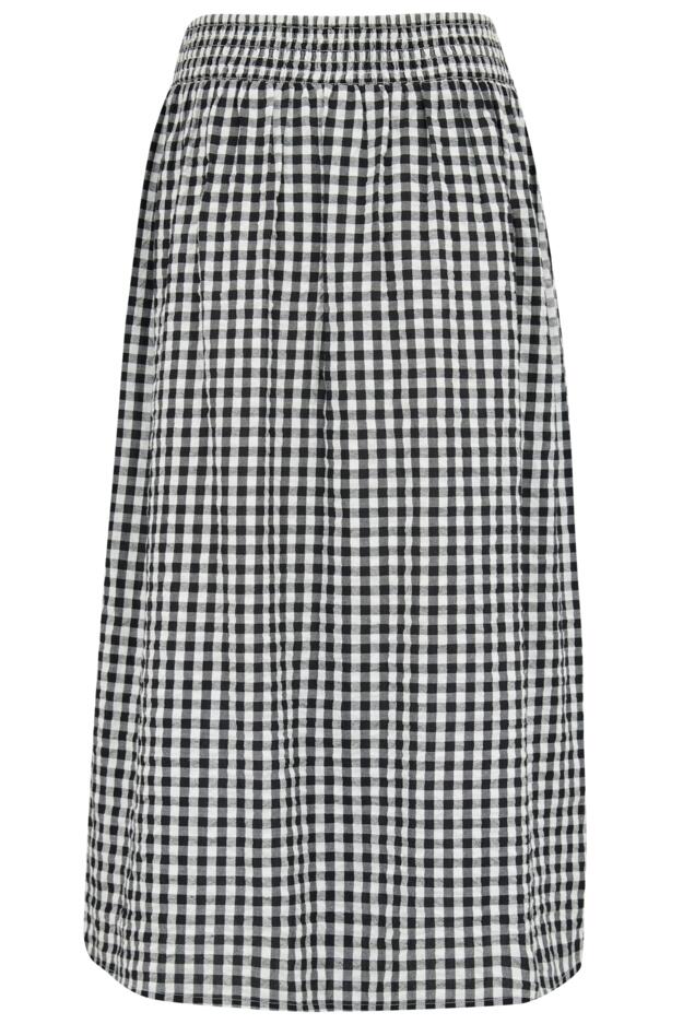 Deanna Shirred Waist Button Detail Woven Midi Skirt 