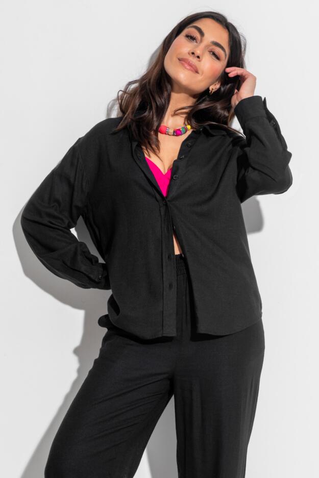 Wren Button Through Linen Blend Long Sleeve Co-Ord Shirt 