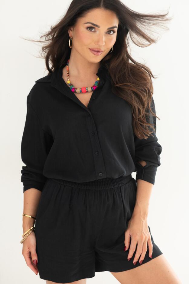 Bree High-Waist Linen Blend Elasticated Co-Ord Short 