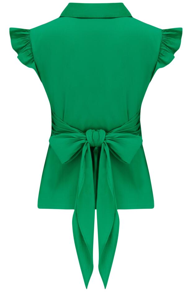 Shae Cotton Poplin Twist Tie Frill Sleeve Co-Ord Shirt 