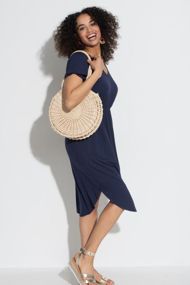 Jenny Puff Sleeve Jersey Midi Dress