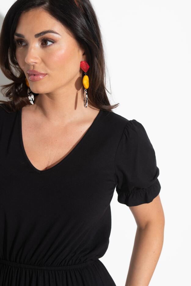 Jenny Puff Sleeve Jersey Midi Dress
